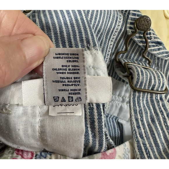 Vtg 80s OSH KOSH BGosh Jumper Overalls Dress Cotton Striped Floral Piping 18 mo - Picture 16 of 16